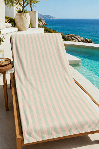 Evmila Retro Dusty Rose Brown Striped Patterned 70X150 Beach Towel - Digital ...