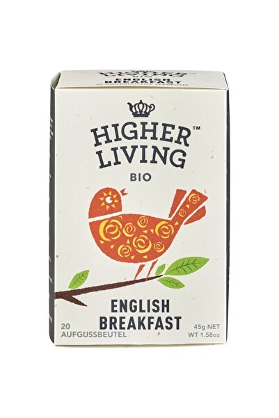 HIGHER LIVING Ceai English Breakfast 20 plicuri de ceai bio, 45g