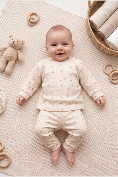 VAUVA Baby Girl Children's Pajamas Patterned 100% Cotton Long Sleeve Pajama Set