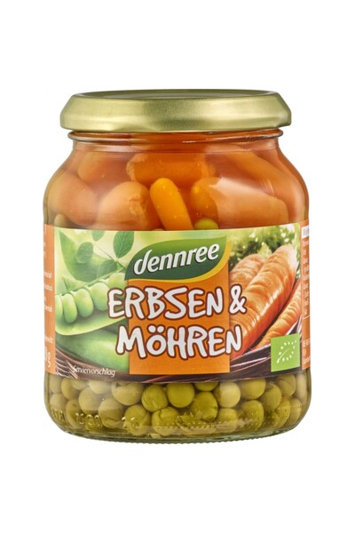 Dennree Mazăre organică cu morcovi în borcan, 350g