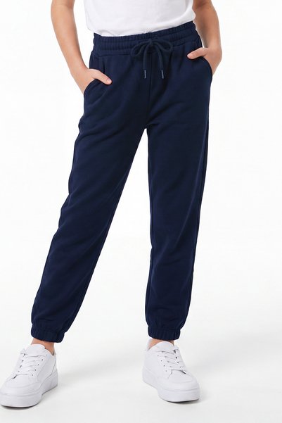 panios kids Girls' Double Pocket Elastic Cuffed Straight Jogger Sweatpants