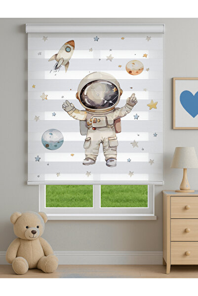 Home Erkek Çocuk Odası Uzay ve Astronot Desenli Dijital Baskılı Zebra - Stor ...