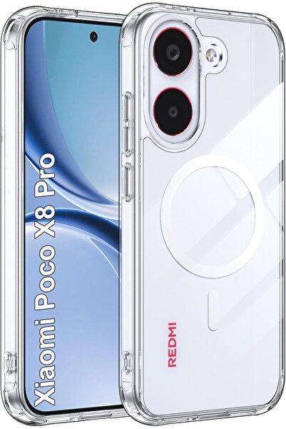Poco X8 Pro Kılıfı, MagSafe ile Uyumlu, Askeri Sınıf Koruma, Yüksek Şeffaflık ve Dayanıklılık, Sararma, Yağ ve Çizilmeye Karşı Koruma Özelliği – Şeffaf