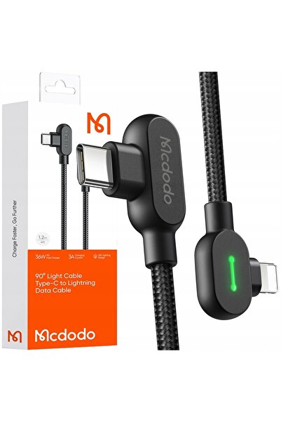 Mcdodo 90 °   Cablu USB-C Lightning în unghi, cu două capete, pentru iPhone 1...