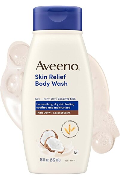 AVEENO غسول الجسم المهدئ للبشرة برائحة جوز الهند اللطيفة وتركيبة الشوفان الثل...