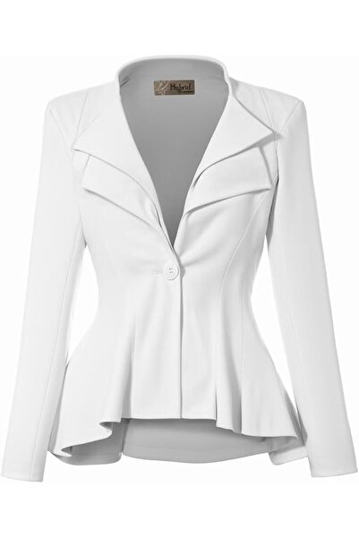 Hybrid & Company Women Double Notch Lapel Sharp Shoulder Pad Office Blazer | ...