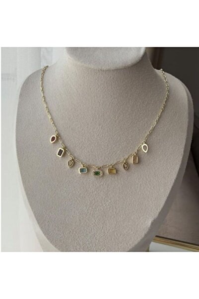 Niceboutique Design Colored Stone Gold Mirelle Necklace