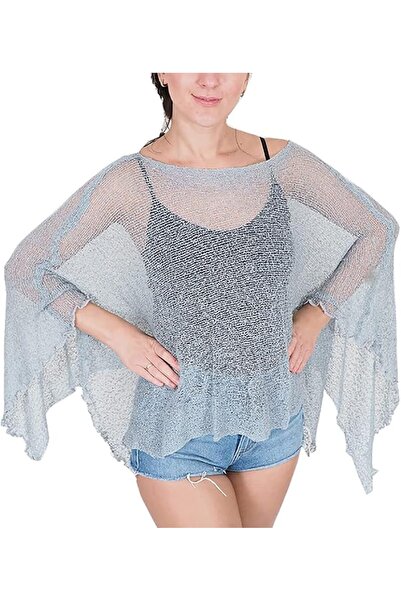 IKATYARN Mimosa Ladies Crochet Poncho Lace Fish Net Batwing Wrap Beach Cover Up
