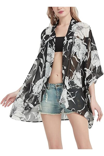 Maxfort Women's Loose Print Sheer Chiffon Kimono Beach Swim Cover up Cardigan...