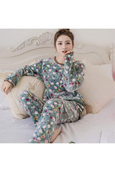 GENERAL Women'S Pajamas Set Winter Thick Warm Flannel Pajamas Set