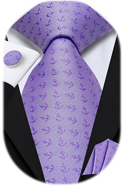 Dubulle Mens Paisely Silk Tie for Men Necktie and Pocket Square Set