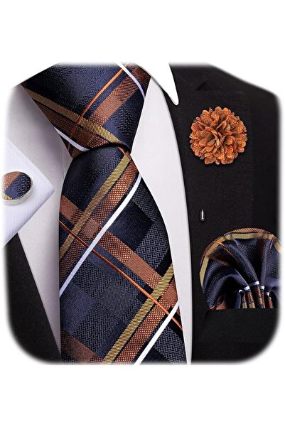 Dubulle Mens Paisely Silk Tie for Men Necktie and Pocket Square Set