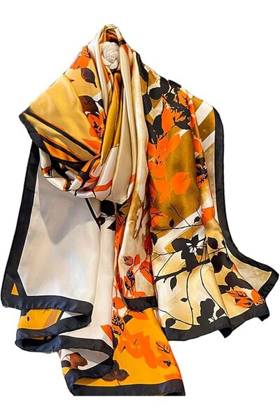 GENERAL Fashion Scarves 100% Satin Silk Scarf Long Lightweight Sunscreen Shaw...