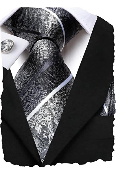 Dubulle Mens Paisely Silk Tie for Men Necktie and Pocket Square Set