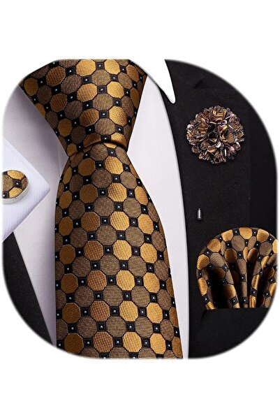 Dubulle Mens Paisely Silk Tie for Men Necktie and Pocket Square Set