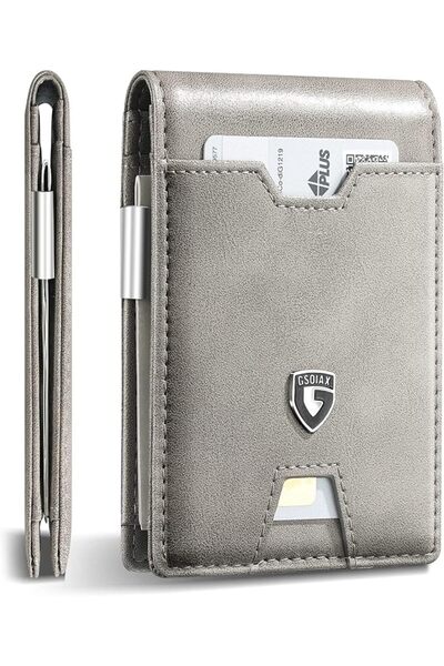 GSOIAX Mens Slim Wallet RFID Blocking Bifold wallets for men Minimalist Genui...
