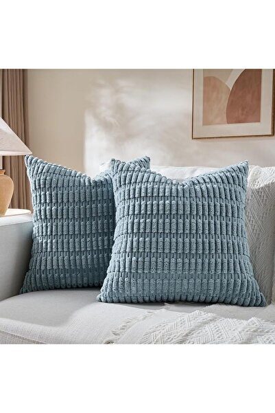 Fancy Homi 2 Packs Dusty Blue Decorative Throw Pillow Covers 18x18 Inch for L...