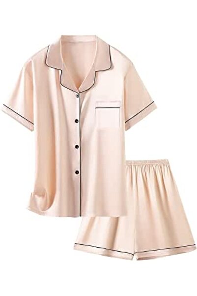 GENERAL Schbbbta Girls Boys Satin Pajamas Set, 2Piece Silk Nightwear Button-D...