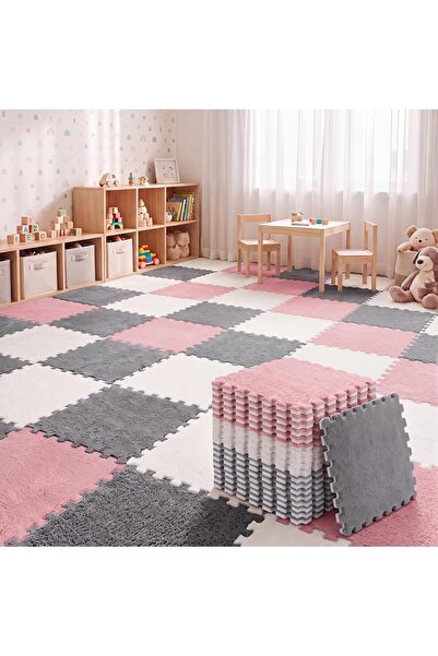 Amylove 18 Pcs Plush Foam Floor Mat Square Interlocking Carpet Tiles with Bor...