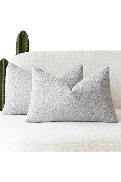 GENERAL Foindtower Pack of 2 Textured Boucle Throw Pillow Covers Accent Solid...
