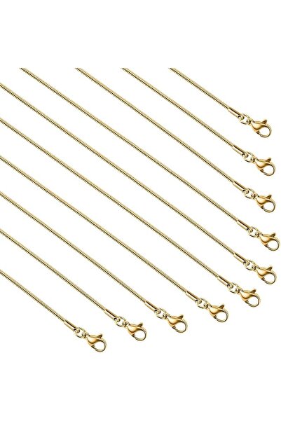 GENERAL 10 Pack Stainless Steel Necklace Chain, Dainty Gold Plated Box Chain ...