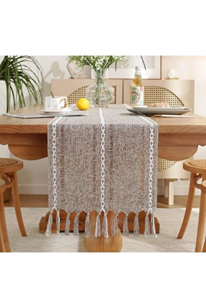 Generic Brand Hand-woven tassel table runner, khaki tablecloth, 300x33 cm, si...