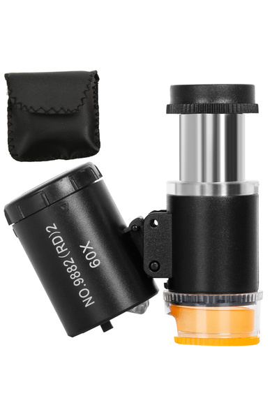 Ayawaska Microscop de buzunar cu lupa bijutier 60x cu lumina LED si UV lupa p...