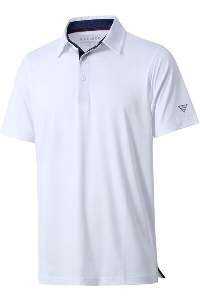 M MAELREG Men's Golf Polo Shirts Short Sleeve Striped Performance Moisture Wi...