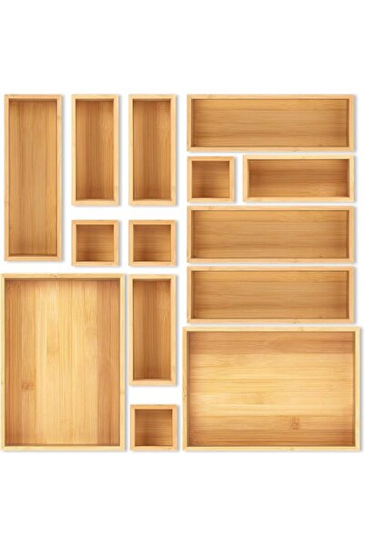 GENERAL Bamboo Drawer Organizer Set, 5 PCS Multi-Use Individual Wood Storage ...