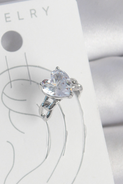 Generic Brand Brass Silver Color Zircon Stone Heart Model Women's Cartilage E...