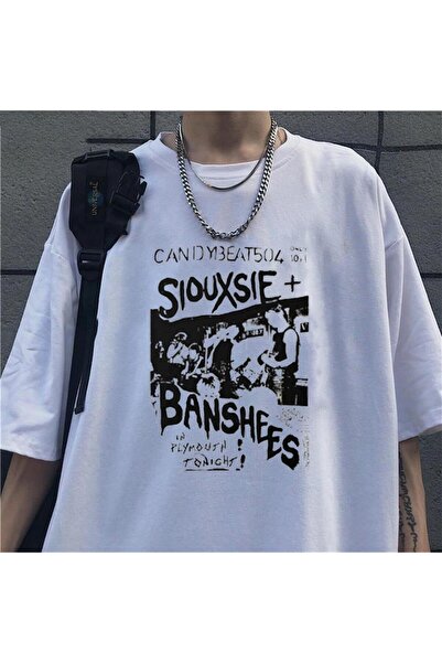 DEEFWEAR Mi̇ngalondon Siouxsie Banshees White Unisex Oversize T-Shirt