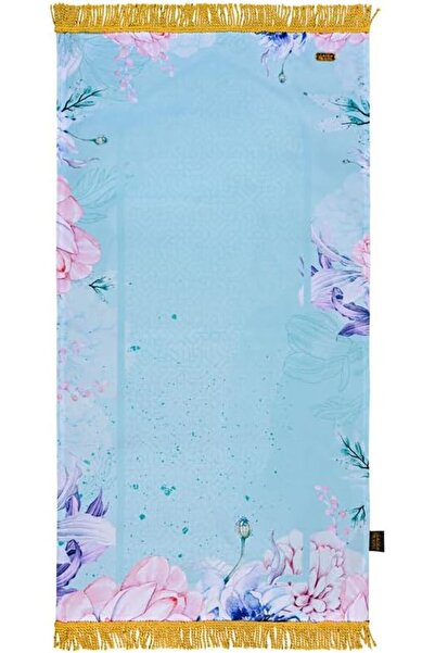 Hilalful Golden Tassel Charming Blue Prayer Mat | Muslim Pray Rug for Women |...