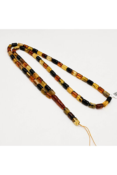 Generic Brand Macintosh Amber Rosary – 69 Beads 7.5×12mm Multicolor Barrel Pr...