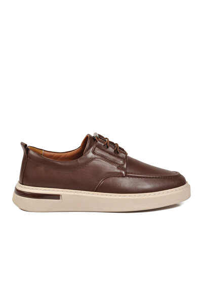 AYAKMOD Brown Genuine Leather Rubber Laced Comfortable Sole Men's Casual Shoe...