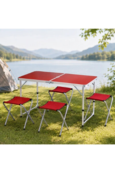 OEM Set Masa Pliabila Pentru Camping Cu 4 Scaune, Cadru Din Aluminiu, Tip Gea...