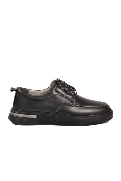 AYAKMOD Black Genuine Leather Rubber Laced Comfortable Sole Men's Casual Shoe...