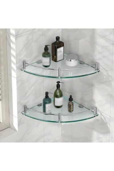 AZONEE Glass Shower Shelves, 2 Pack Caddies Tempered Bathroom Glass Shelf wit...