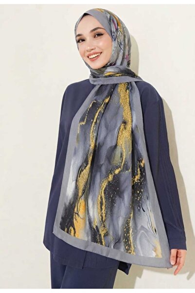 İSTANBULSTYLEMODA Patterned Bamboo Shawl Gray - Silver