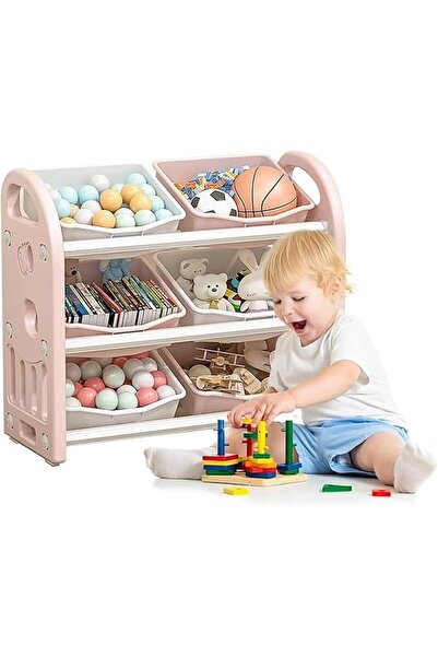 HOOKOR Kid Toys Organizer Storage,3-Tier Kids Toy Storage Rack with 6 Removab...