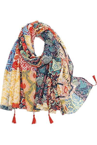 AZONEE Floral Printed Scarf Women Lightweight Boho Cotton Hemp Shawl Wrap, So...