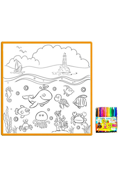 Leno Sea World Theme Coloring Drawing Mat With Sketch Color Pencils For Kids
