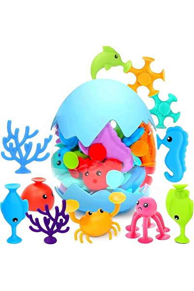 KASTWAVE Suction Bath Toys 30pcs for Kids, Fine Motor Window Toys, Silicone O...