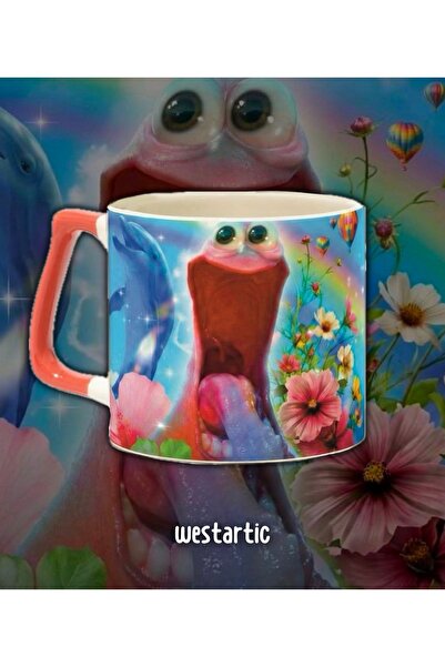 westartic Happy Snail Rainbow (Mutlu Salyangoz Gökkuşağı) Meme Kupa Mizah Kom...