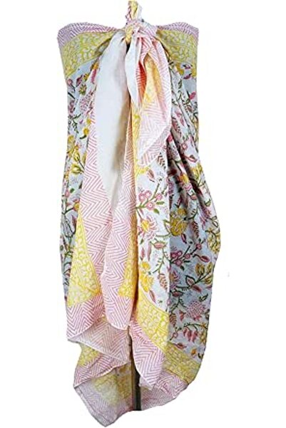 Generic 100% Cotton Block Print Sarong - Women's Swimsuit Wrap Cover-Up, Long...