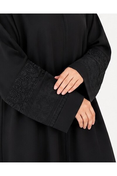 Generic Brand Abaya Crepe Internet Embroidery on the Sleeve