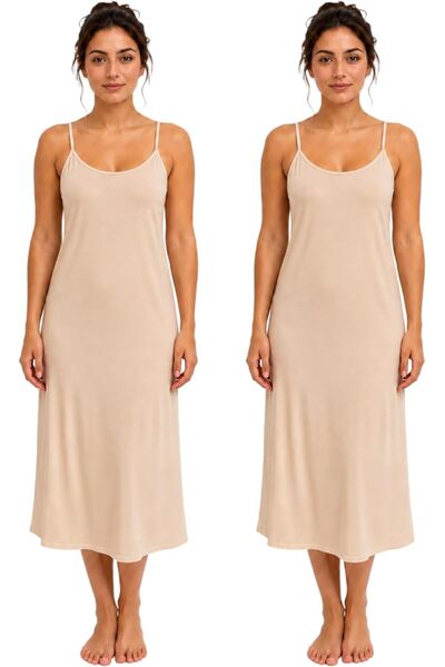 City Rose Fashion 2-Pieces Women's Cotton (Rayon) Long Full Cami Slip Dress B...