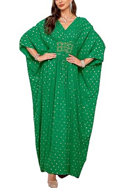 YouKD Women's Solid Color Bohemian Kaftan Dress Beach Cover Ups Plus Size Bat...