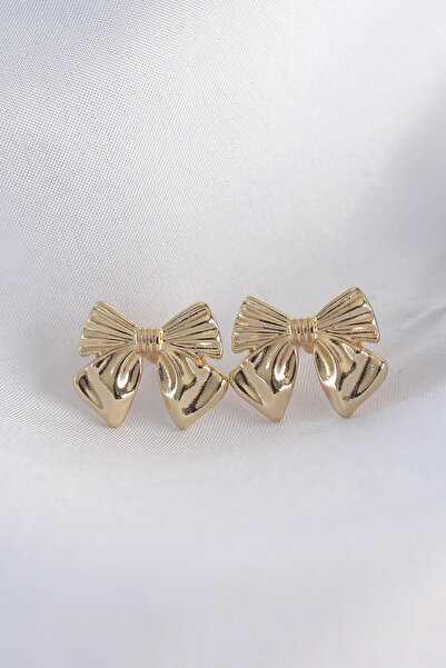 SORA GROUP Brass Gold Color Bow Earrings
