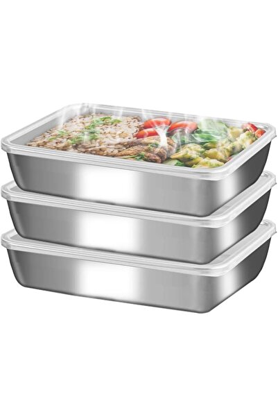 Generic Steel Food Containers with Lids (3 Sets), Azonee Stackable Set for Fr...