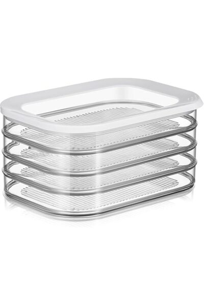 Generic Meat Bacon Container for Fridge, 4 Layer Stackable Food Storage Box w...